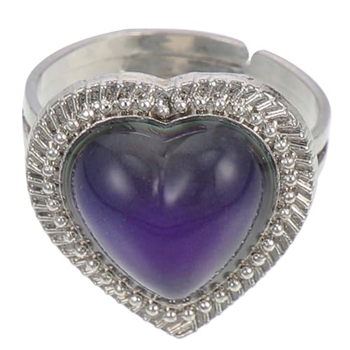 LRXIYODE Verstellbarer Temperaturwechsel Ring für Damen Herzförmiges Schmuckstück mit Farbwechsel Funktion Geeignet für Festlichkeiten und Alltag von LRXIYODE