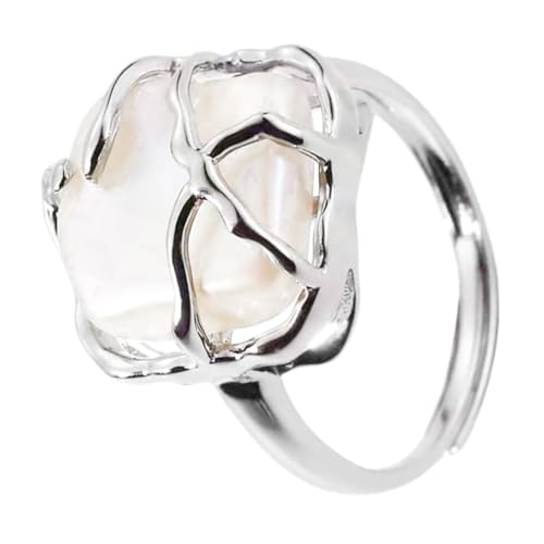 LRXIYODE Perlenringe Für Damen Offener Ring Mit Unregelmäßigem Design Verstellbarer Fingerring Aus Moderner Ringschmuck Für Frauen Und Teenager von LRXIYODE