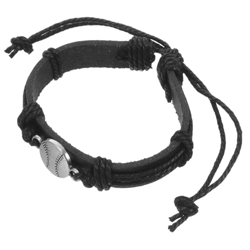 LRXIYODE Verstellbares Schwarzes Lederarmband mit Baseball Handgefertigt Sportliches Fan Armband für Party Mitgebsel Jubiläen Geschenke und Freizeitgebrauch von LRXIYODE