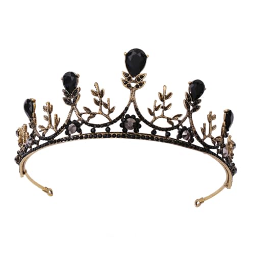 LRXIYODE Vintage Brautkrone mit Strasssteinen Barock Haaraccessoire in Gold Schwarz Luxuriöse Tiara für Hochzeit Fotoshooting Bühnenauftritt und Geburtstagsdeko Besonderes für Damen von LRXIYODE