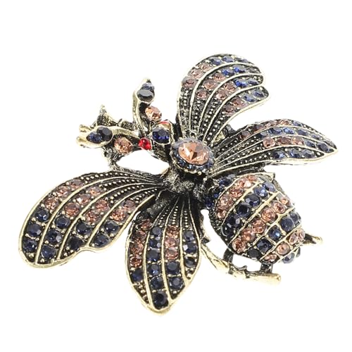 LRXIYODE Vintage Dekorative Bienenbrosche mit Strasssteinen Stilvolle Anstecknadel für Damen Modisches Schmuckstück für Kleidung Hüte und Schals Klassische Retro Damenbroschen von LRXIYODE