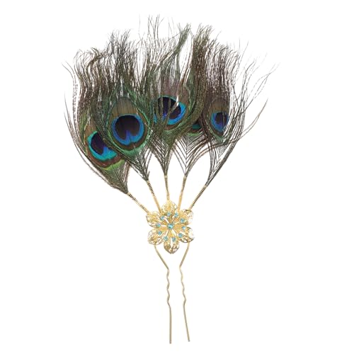 LRXIYODE Vintage Ethnischer Pfauenfeder Haarnadel Haarschmuck für Frauen Metall Hochzeits Haarstab Kopfschmuck Accessoire für Gala Bühne von LRXIYODE