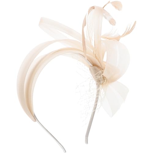 LRXIYODE Vintage Feder-haarreif Stirnband mit Federschmuck Leichtes Damen Kostüm-accessoire für Partys Mottopartys Fasching und Prom Komfortabel für Verschiedene Frisuren Champagnerfarben von LRXIYODE