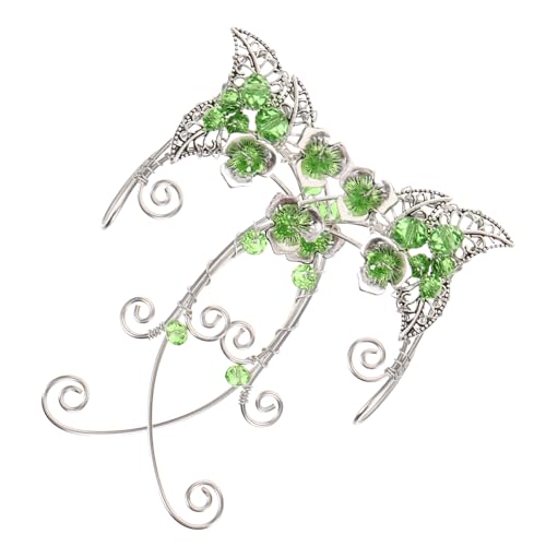 LRXIYODE Vintage Grüne Ohrclips Damen Handgefertigt Ohrmanschetten Ohrwickel Ohrringe Piercing Leicht und Komfortabel Modisch Vielseitig Kombinierbar von LRXIYODE