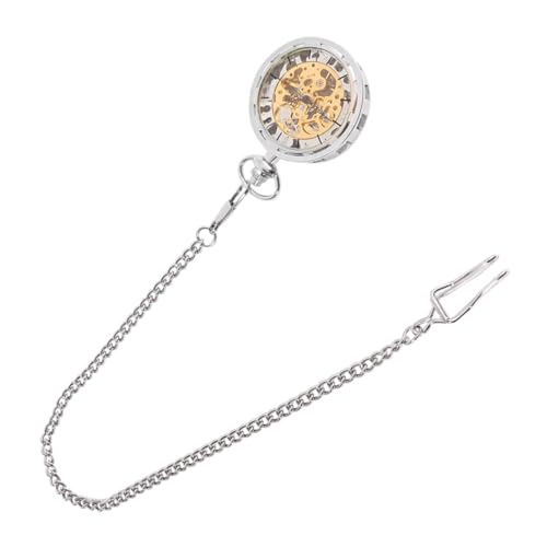 LRXIYODE Vintage Handaufzug Mechanische Taschenuhr Herren Hohl Gestaltete Metalllegierung Silbernes Gehäuse Modisches Design Praktische Anhängeruhr für Alltag und von LRXIYODE
