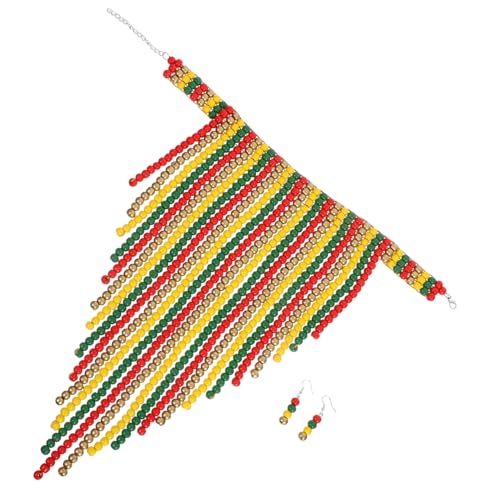 LRXIYODE Vintage Holzperlenkette Damen Handgefertigtes Übergroßes Ethno Statement Schmuckstück mit Buntem Design Leicht Vielseitig für Party Büro und Alltag Geeignet von LRXIYODE