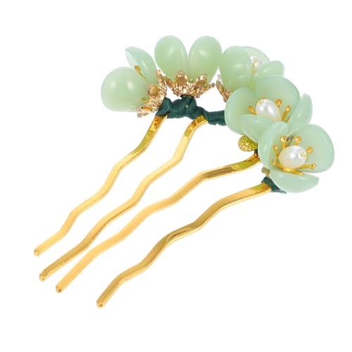LRXIYODE Vintage Jade Haarnadel mit Lotusblume Antikes Design Eleganter Chinesischer Haarschmuck Retro Haarstab aus Legierung für Damen Haarstäbe Passend für Traditionelle Frisuren von LRXIYODE