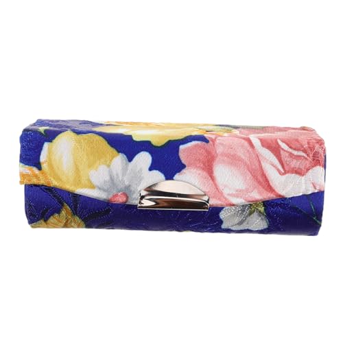 LRXIYODE Lippenstiftbox Mit Blumenstickerei Und Spiegel Tragbar Kompakt Reise-Kosmetiktasche Für Damen Seidiges Etui Zur Aufbewahrung von LRXIYODE