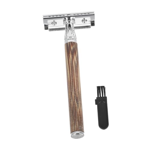 LRXIYODE Vintage Manual Razor mit Bambusgriff Doppelseitiges Rasierwerkzeug für Präzise Bartpflege Handlicher Rasierer für Zuhause und Reisen als für Männer von LRXIYODE