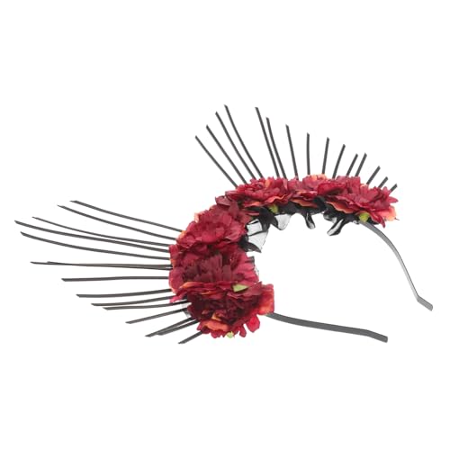 LRXIYODE Vintage Mary Eleganter Gothic Haarschmuck mit Retro Blumenkranz Flexibles Damen Stirnband für Cosplay Party Hochzeit Festival und Festliche Anlässe von LRXIYODE