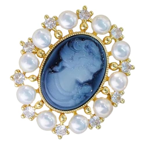 LRXIYODE Vintage Perlenbrosche Damen Kupfer Anstecknadel mit Lady Porträt Stil Retro Schmuck für Hochzeit Party Büro und für Frauen von LRXIYODE