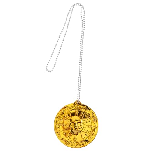 LRXIYODE Vintage Piraten Anhänger Halskette für Herren Stilvolle Schädel Kette mit Goldfarbenem Leichtes Schmuckstück für Karneval und Mottoparty von LRXIYODE
