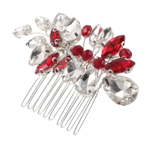 LRXIYODE Vintage Roter Strass Haarkamm Handgefertigtes Brautschmuck Accessoire mit Sicherem Kamm Funkelndes Hochzeits Schmuckstück für Braut und Brautjungfern von LRXIYODE