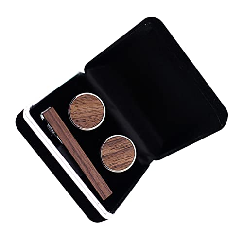 LRXIYODE Walnuss Holz Manschettenknöpfe und Krawattenklammer Set aus Kupfer Stilvolle Herren Tie Clip für Hochzeit Business und Formelle Anlässe Langlebige Klammer für Professionelles von LRXIYODE