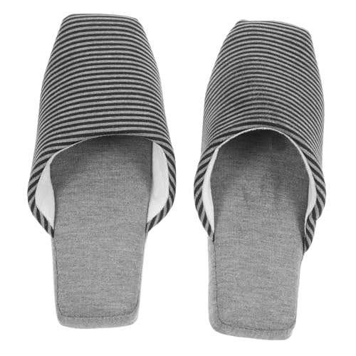 LRXIYODE Warme Leichte Gestrickte Hausschuhe mit Gestreiftem Quadratischem Zehenbereich Rutschfeste Indoor Pantoffeln für Herren Atmungsaktiv und Langlebig für Holzfußböden und Zuhause von LRXIYODE