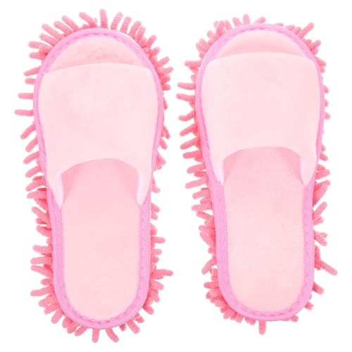 LRXIYODE Waschbare Chenille-mopp-hausschuhe Damen mit Rutschfester Sohle Offene Zehen Praktische Bodenreinigung Hausschuhe für Winter und Haushalt Mittelgroß von LRXIYODE