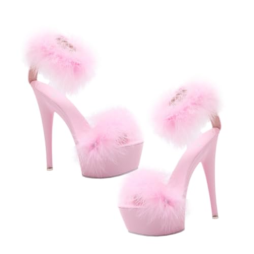 LRXIYODE Wasserdichte Damensandaletten mit Hohem Absatz Rutschfeste Atmungsaktive High Heels Modisch für Sommer Party und Alltag Langlebig und Komfortabel Rosa von LRXIYODE