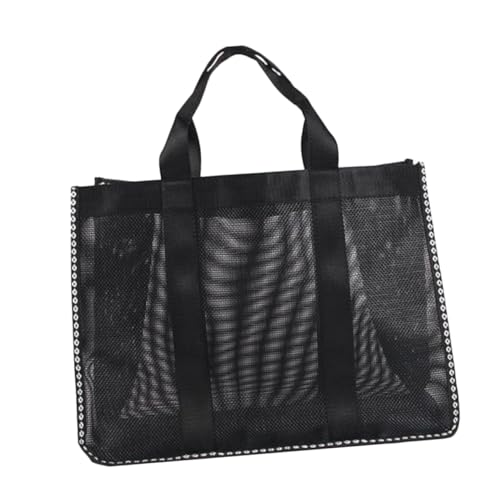 LRXIYODE Wasserdichte Große Mesh Strandtasche mit Hoher Kapazität Vielseitige Aufbewahrungstasche für Badartikel Reise und Strand Robuste Handtasche mit Reißverschluss für Frauen von LRXIYODE