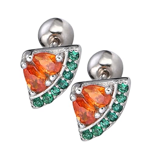 LRXIYODE Wassermelonen Ohrringe Für Frauen Sterlingsilber Ohrstecker Lustige Obstohrringe Hypoallergen Für Geschenke Trendiger Ohrschmuck von LRXIYODE