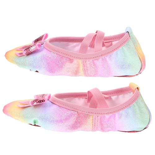 LRXIYODE Weiche Ballettschuhe für Mädchen mit Rutschfester Sohle Glitzerndem Schleifenbogen PU Material Slip Design für Ballett Jazz und Moderne Tänze Farbverlaufend LRXIYODE Weiche Ballettschuhe für Mädchen mit Rutschfester Sohle Glitzerndem Schleifenbogen PU Material Slip Design für Ballett Jazz und Moderne Tänze Farbverlaufend von LRXIYODE