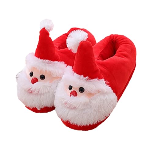 LRXIYODE Weiche Plüsch Hausschuhe Weihnachten Santa Claus Design Warme Winter Hausschuhe Damen mit Rutschfester Sohle für Zuhause und Hotel von LRXIYODE