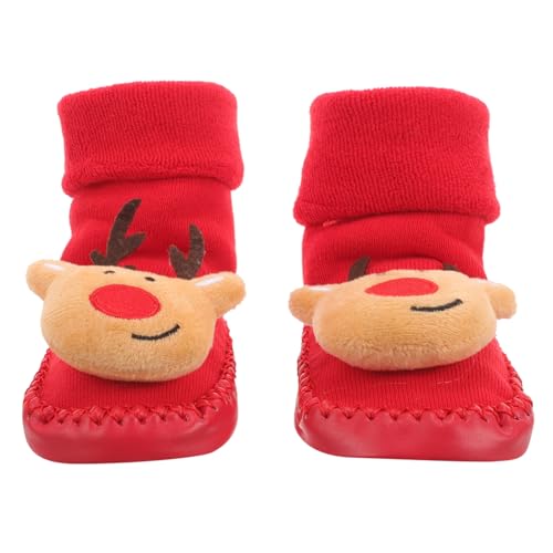 LRXIYODE Weiche Rutschfeste Bodensocken mit Weihnachtsmotiv und Warm Rutsch Noppen für Junge Mädchen Monate Sichere Lauflernsocken für Kalte Böden zu Weihnachten Zufällige von LRXIYODE