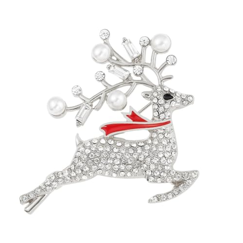 LRXIYODE Weihnachtliche Brosche Silberfarben mit Funkelnden Zirkonia Modische Anstecknadel für Damen Vielseitiges Party Accessoire zur Dekoration von Kleidung Taschen Schals und Hüten von LRXIYODE