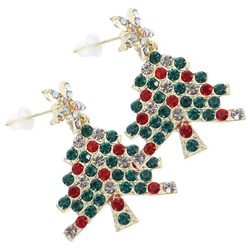 LRXIYODE Weihnachtliche Ohrstecker Weihnachtsbaum Bunte Zirkonia Ohrringe Modisch für Teenager Damen Festlicher Schmuck Langlebig Leger von LRXIYODE