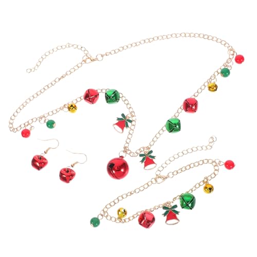 LRXIYODE Weihnachtliche Schmuckset Damen Set mit Glocken-armband Anhänger-halskette und Ohrringen Handgefertigt Vielseitig Kombinierbar für Festtage und Party-looks von LRXIYODE