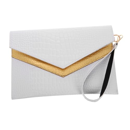 LRXIYODE Weiße Handgelenktasche Damen Vintage Envelope Clutch mit Krokodilprägung Leichtes PU Material Vielseitig für Abend Freizeit und Alltag Modische Kleine Handtasche für Party und von LRXIYODE