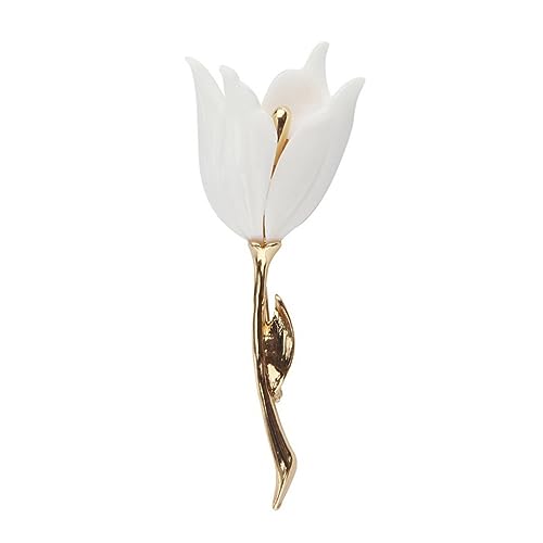 LRXIYODE Weiße Tulpenbrosche für Hochzeiten Hochwertige Anstecknadel für Bräutigamanzüge Stilvolle Corsage und Festliche Anlässe Leicht an Kleidern Anzügen und Taschen zu Befestigen von LRXIYODE