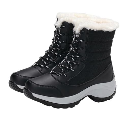 LRXIYODE Warme Damen Winterstiefel Mit Kunstfellfutter Gefüttert Schneestiefel Damen Schnee Stiefel Rutschfeste Gummisohle Zum Schnüren Plateauschuhe Für Herbst Und Winter von LRXIYODE