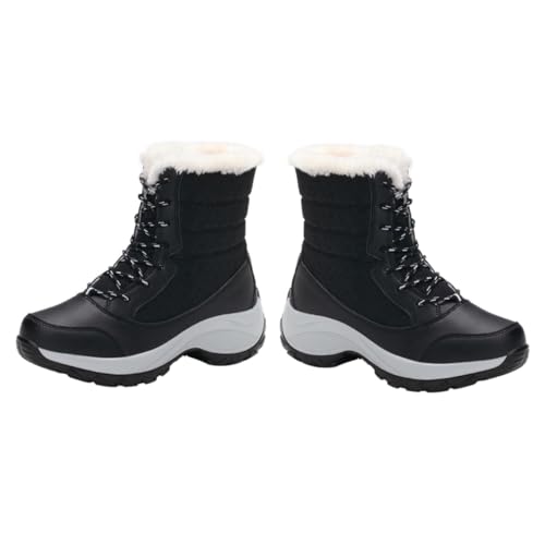 LRXIYODE Schneestiefel Damen Winterstiefeletten Mit Kunstfell Gefütterte Winterschneestiefel Warme Gummisohle Rutschfeste Winterstiefel Für Schnee Und Regen von LRXIYODE