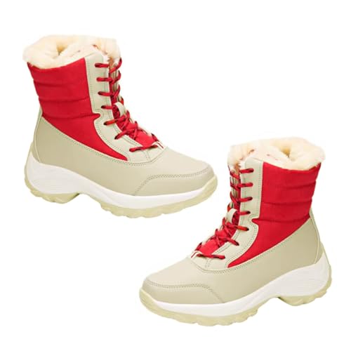 LRXIYODE Schneestiefel Damen Winter Gefüttert Warm Mit Kunstfellfutter Schnürschuhe Plateau Rutschfest Für Outdoor Indoor von LRXIYODE