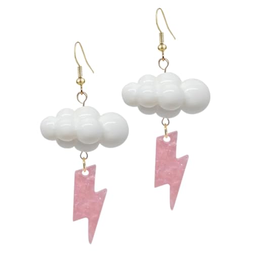 LRXIYODE Wolkenohrringe mit Blitzanhänger Kreative Dangle Earrings Große Ohrhänger für Damen Auffälliger Wetterschmuck Modisch für Alltag Party und Festival von LRXIYODE