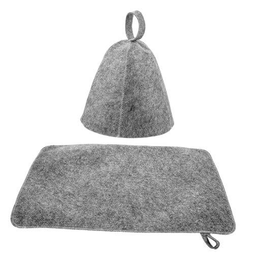 LRXIYODE Wollfilz Saunahut Set mit Tragbarem Kissen und Dickem Sauna Hut Wasserabsorbierend Leicht und Atmungsaktiv für Zuhause und Reisen Geeignet für Erwachsene von LRXIYODE