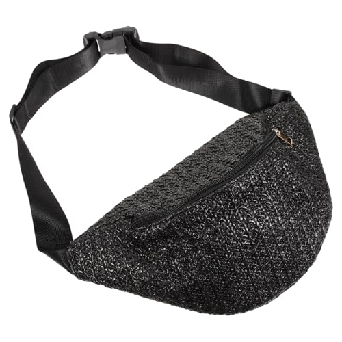 LRXIYODE Woven Belt Waist Bag Damen Hüfttasche Stylisch Mini Bauchtasche Hüftbeutel für Alltag und Party Schwarz von LRXIYODE
