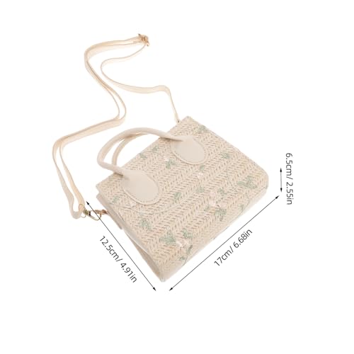 LRXIYODE Woven Schultertasche Damen Patchwork PU Strohmaterial Sommer Strand Einkaufstasche Freizeit Umhängetasche Weiß von LRXIYODE