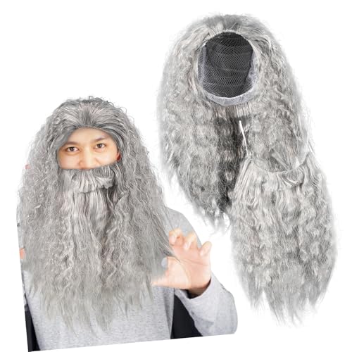 LRXIYODE Zauberer Perücke und Set Lang Cosplay Halloween Kostüm Zubehör Atmungsaktiv Unisex Passend für Altersgruppen LRXIYODE Zauberer Perücke und Set Lang Cosplay Halloween Kostüm Zubehör Atmungsaktiv Unisex Passend für Altersgruppen von LRXIYODE