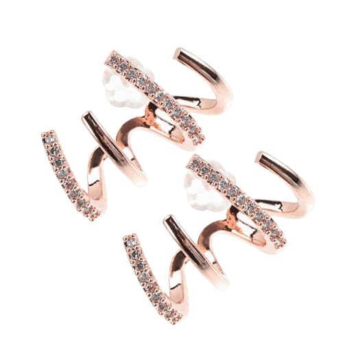 LRXIYODE Zircon Claw Manschettenohrringe Damen Leichte Ohrstecker mit Krallen Design Eleganter Schmuck für Alltag und Besondere Anlässe Roségoldfarben von LRXIYODE