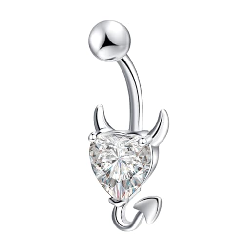 LRXIYODE Zircon Herz Bauchnabelpiercing Damen Edelstahl Nabelring mit Feiner Politur Modisches Bauchnabel Schmuckaccessoire für Selbstbewusste Frauen von LRXIYODE