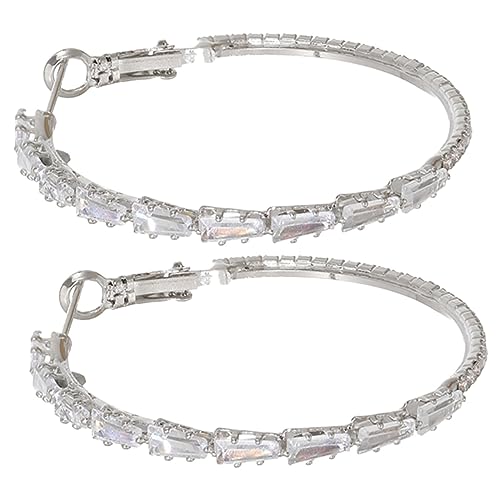 LRXIYODE Runde Creolen Ohrstecker Für Frauen Großes Ohrhänger Silbernes Schmuck Accessoire Für Alltag Party Verabredung Abschlussball von LRXIYODE