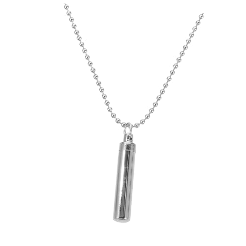 LRXIYODE Zylindrischer Urnenanhänger Halskette mit Öffnungsfunktion Titanstahl Clavicle Pendant als Gedenkschmuck für Damen und Herren Minimalistische Aschebox Schmuckkette von LRXIYODE