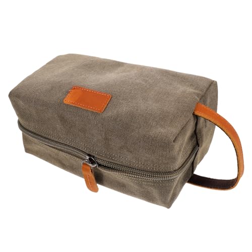LRXIYODE wasserdichte Canvas Kosmetiktasche Vintage Kulturbeutel mit Großem Fassungsvermögen für Reisen und Alltag Leichter Make Up Organizer Militärgrün von LRXIYODE