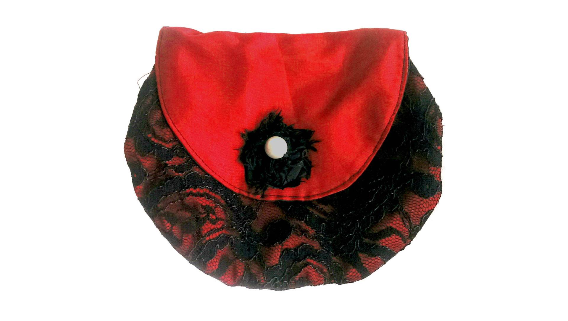 Rote Und Schwarze Spitze Handtasche von LRawalCollection