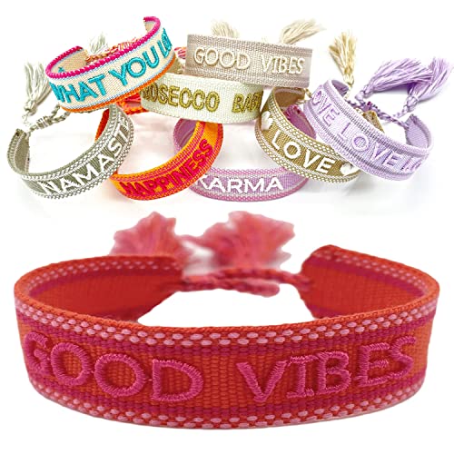 LS-LebenStil Exklusives Statement Armband Quasten besticktes Boho Canvas Webarmband (Good Vibes Rot) LS-LebenStil Exklusives Statement Armband Quasten besticktes Boho Canvas Webarmband (Good Vibes Rot) von LS-LebenStil