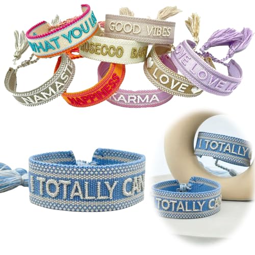 LS-LebenStil Exklusives Statement Armband Quasten besticktes Boho Canvas Webarmband (I Totally Can) von LS-LebenStil