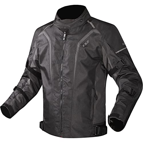 LS2 Herren Panzerung Sepang Biker Jacke Textil Motorradjacke wasserdicht und atmungsaktiv CE-gepanzert, Black Grey, L von LS2