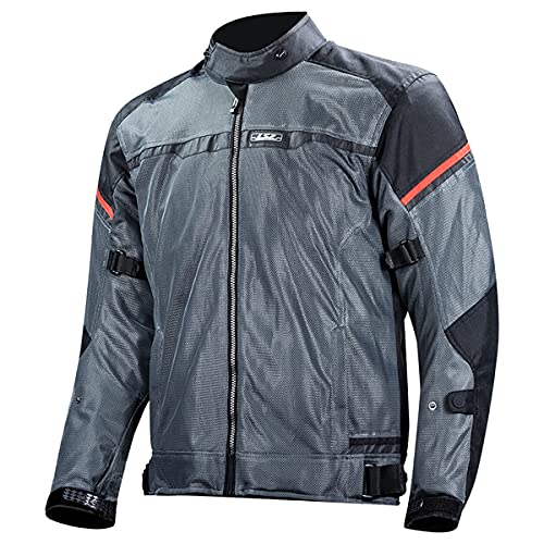 LS2 Riva Herren-Jacke, Größe L, Schwarz / Dunkelgrau / Rot von LS2