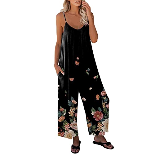 Brautjungfernkleider Lang Hochzeit Jumpsuit Damen Elegant Playsuit Damen Lose Drucken Romper Für Frauen Off Shoulder Ladies Festlich Brautmutter Anzug Elegant,Black,XXL von LSAltd